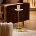 Table d'appoint contemporaine en laiton et marbre avec plateau en marbre de Carrare italien pour salon
