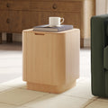 Table d'appoint contemporaine blanche en bois massif avec rangement à couvercle amovible et base plinthe pour le salon