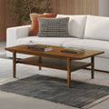 Table basse rectangulaire en noyer massif de style Mid-Century pour salon