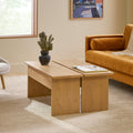 Table basse en chêne blanc côtier avec rangement supérieur relevable et bureau convertible pour le salon