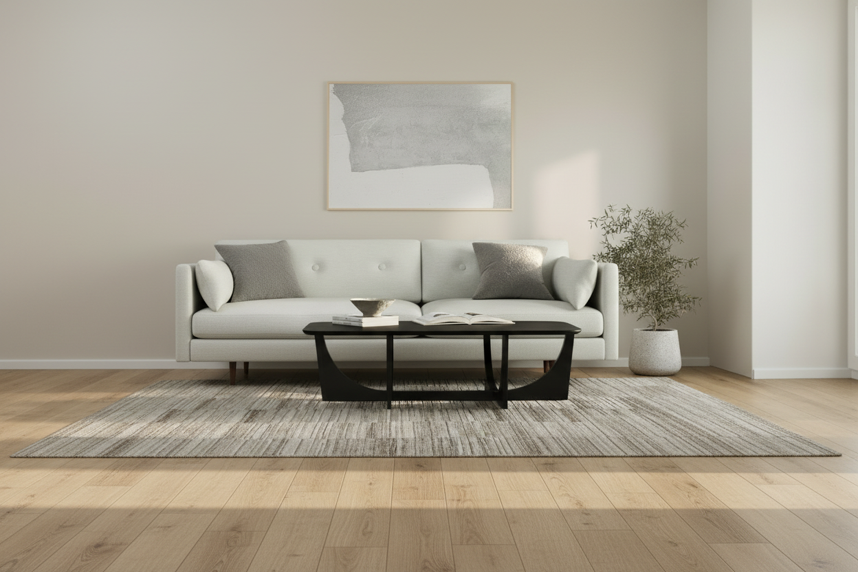 Wide Room View - Black Coffee Table